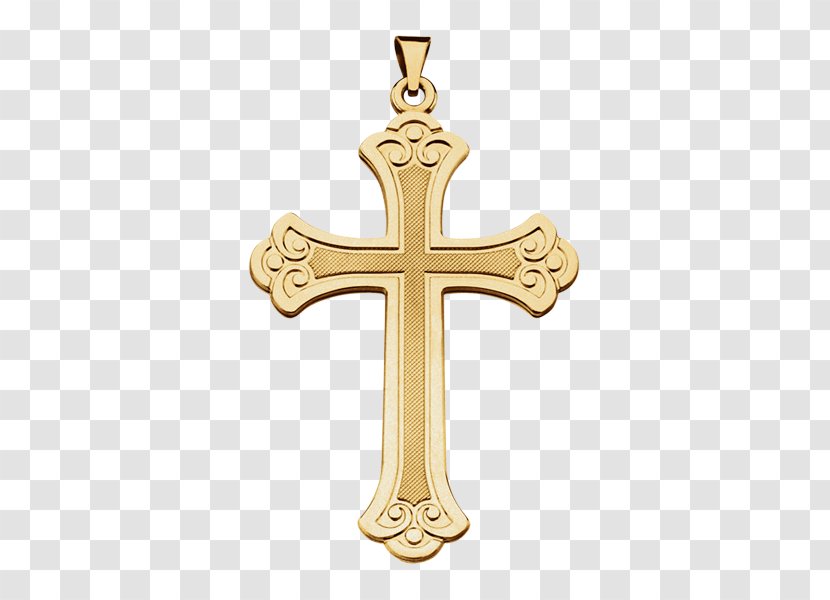 Christian Cross Gold Necklace Charms & Pendants - Diamond Transparent PNG