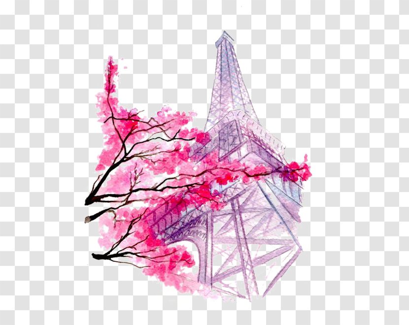 Eiffel Tower Drawing Watercolor Painting Illustration - Fashion Transparent PNG