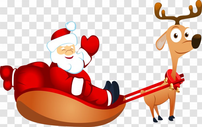 Santa Claus - Cartoon - Reindeer Transparent PNG