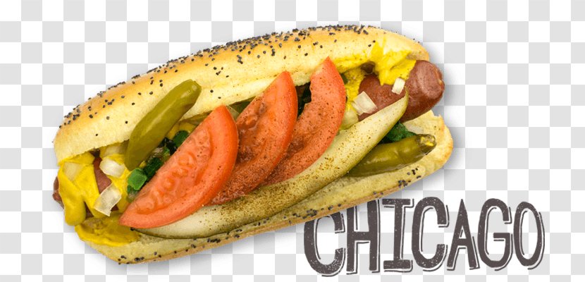 Chicago-style Hot Dog Vegetarian Cuisine Of The United States Junk Food - Sandwich - Big Transparent PNG