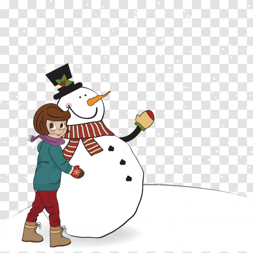 Snowman Christmas Card Child Euclidean Vector Illustration - Snow - Winter Transparent PNG