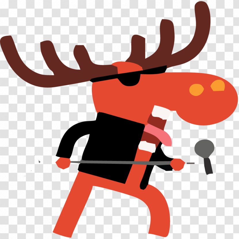 Reindeer Red Deer Singing Clip Art - Silhouette Transparent PNG
