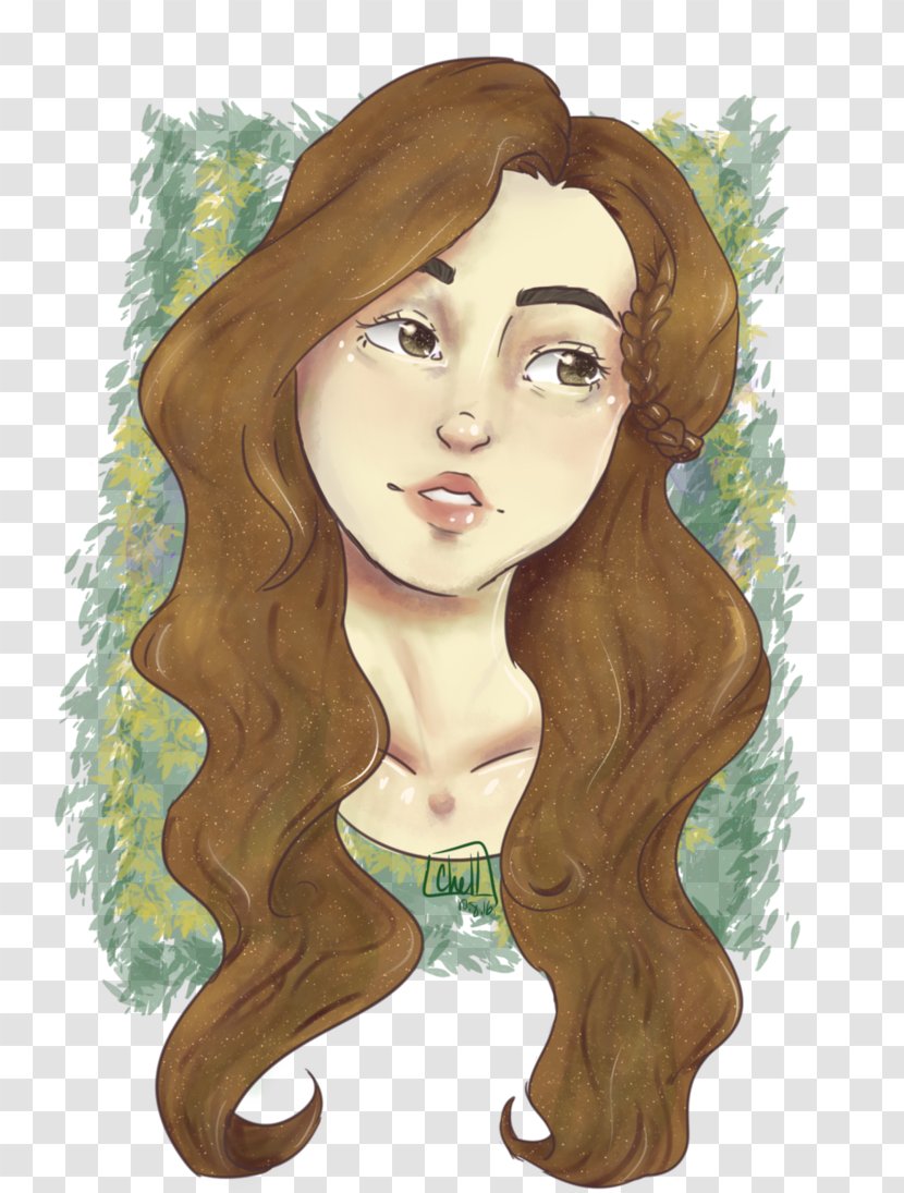 Brown Hair Watercolor Painting - Flower - Selfportrait As The Allegory Of Transparent PNG