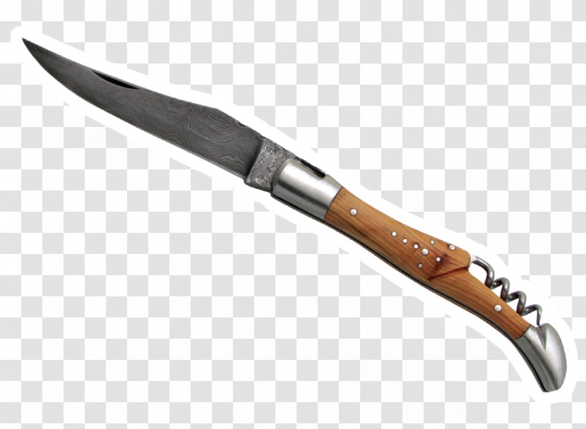 Laguiole Knife Blade La Forge De Damascus Steel - Hunting - Un Couteau Survie Transparent PNG