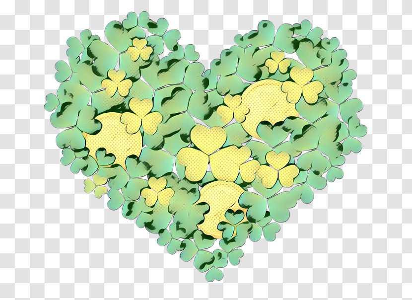 Green Yellow Leaf Heart Plant - Vintage - Flower Symbol Transparent PNG