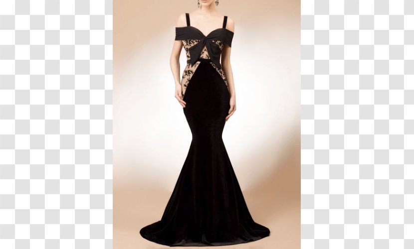 Little Black Dress Shoulder Velvet Lace - Gown Transparent PNG