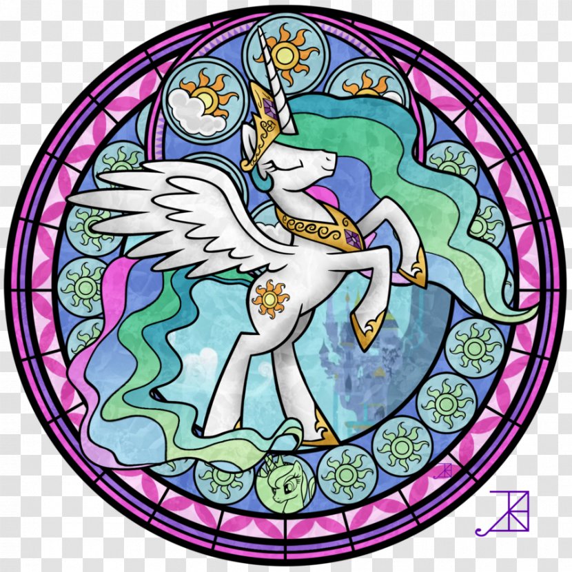Princess Celestia Window Pony Luna Stained Glass - Watercolor Transparent PNG