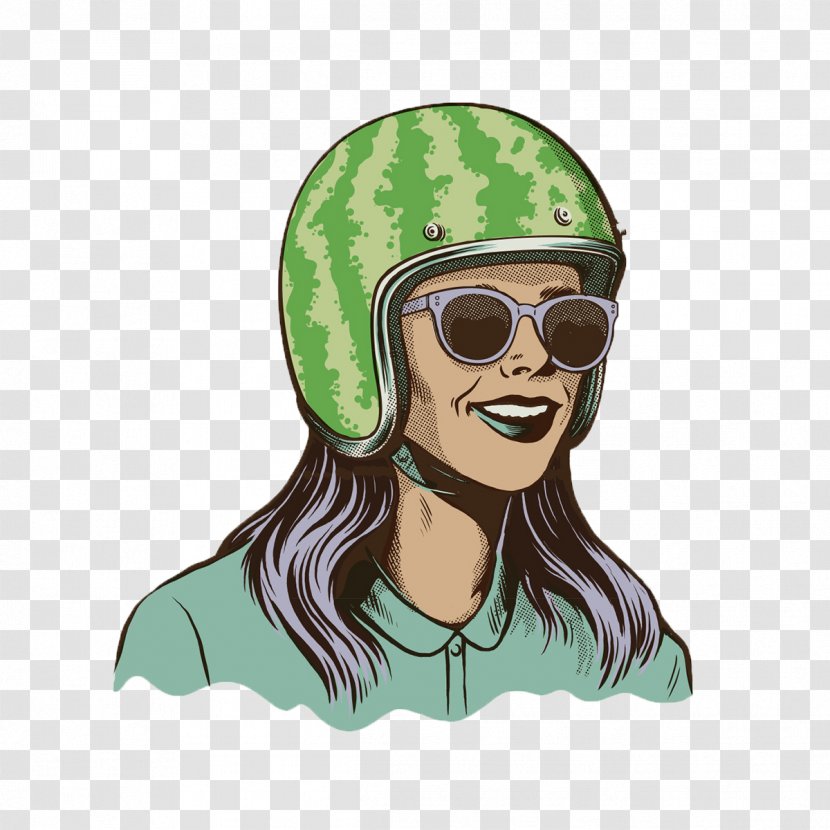 Painting Illustration - Green - Woman Wearing A Helmet Transparent PNG