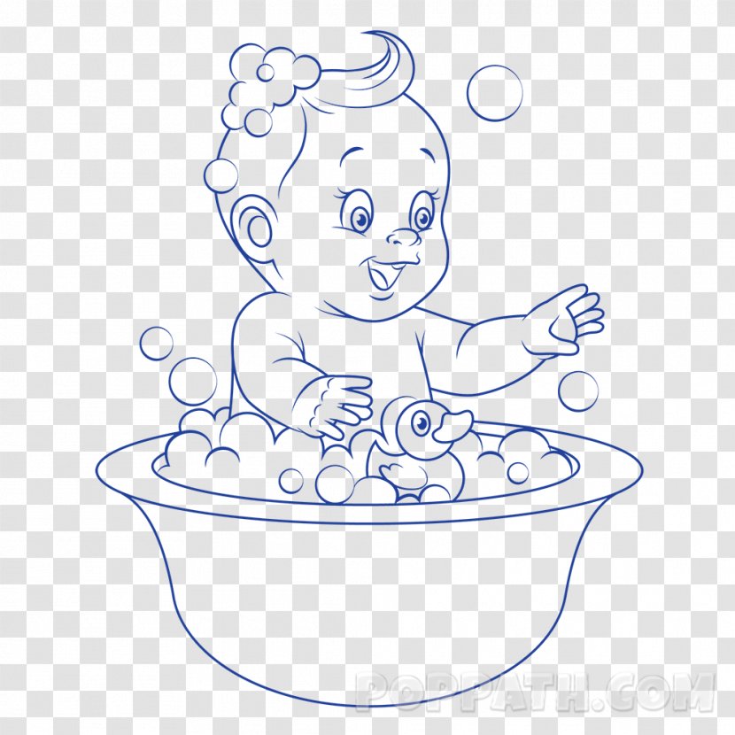 Drawing Bathing Line Art Coloring Book - Heart - Baby Transparent PNG