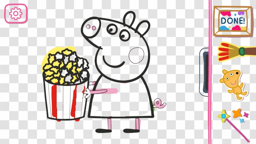 Peppa Pig: Paintbox Android Drawing Animation Software - Application - Eating Popcorn Pig Page Transparent PNG