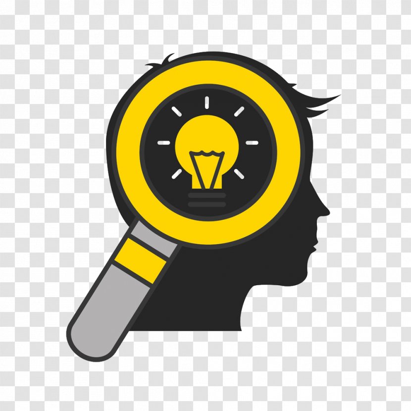 Idea Icon - Technology - Magnifying Glass Bulb With A Brain Image Transparent PNG