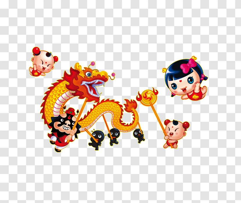 Dragon Dance Lion Chinese New Year Cartoon - Art - February Child Cellon Transparent PNG