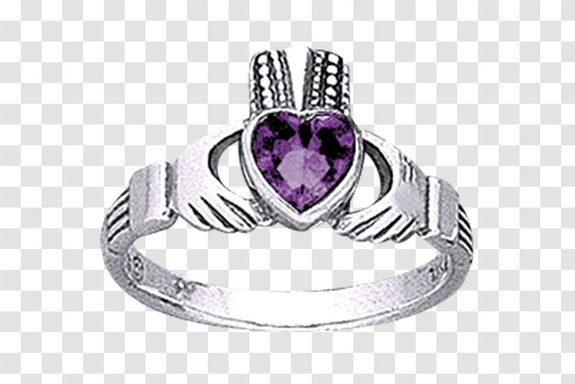 Amethyst Claddagh Ring Purple Body Jewellery Gemstone - Fashion Accessory Transparent PNG