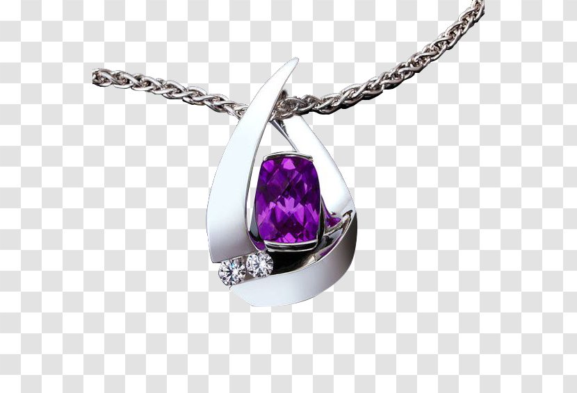 Amethyst Pendant Necklace Birthstone Garnet - Gift - Purple Gemstone Transparent PNG