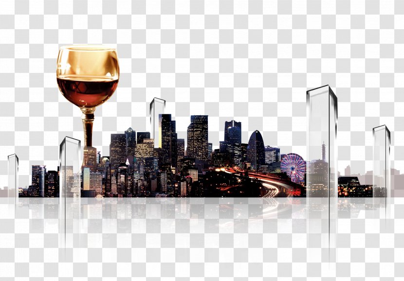 Red Wine - Skyline - City Buildings Transparent PNG