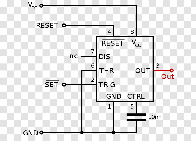 555 Timer IC Monostable Electronics Flip-flop - Electrical Engineering - Electronic Circuits Transparent PNG