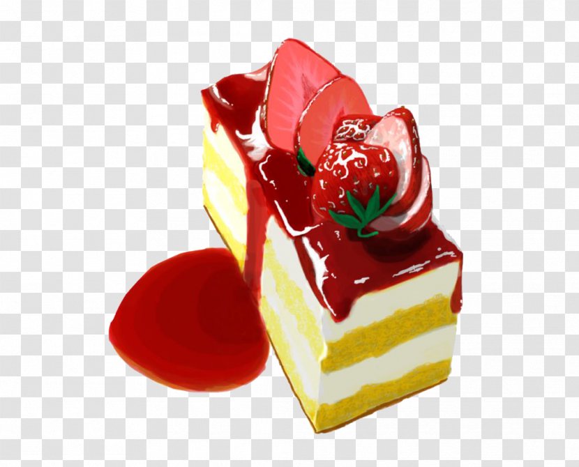Mousse Strawberry Cream Cake Gelatin Dessert Petit Four Frozen - Painted Material Transparent PNG