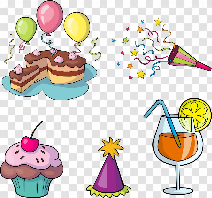 Cartoon Party Clip Art - Vector Painted Transparent PNG