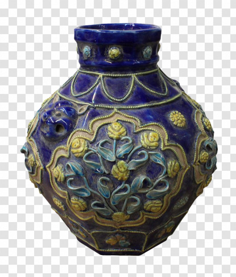 Vase Ceramic Pottery Cobalt Blue Urn - Artifact Transparent PNG