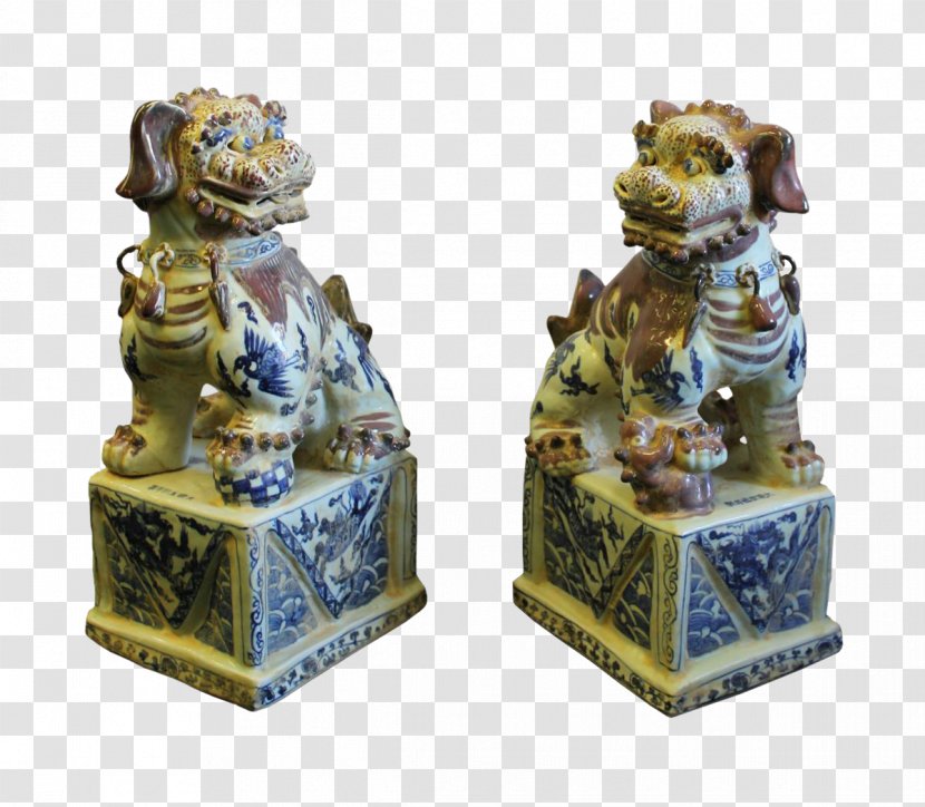 Figurine Blue And White Pottery Chinese Guardian Lions Porcelain - Decorative Arts Transparent PNG