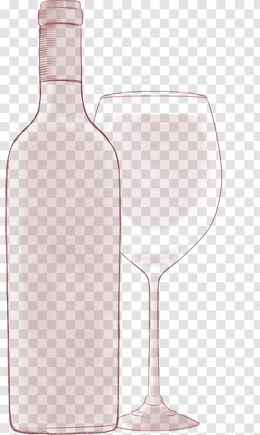 Wine Glass Liqueur Bottle - Stemware - Sketch Transparent PNG