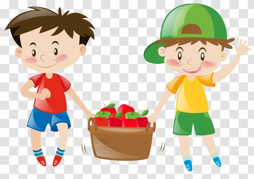 Child Royalty-free Play Illustration - Hand - Cartoon Painted A Basket Of Apples Boy Transparent PNG