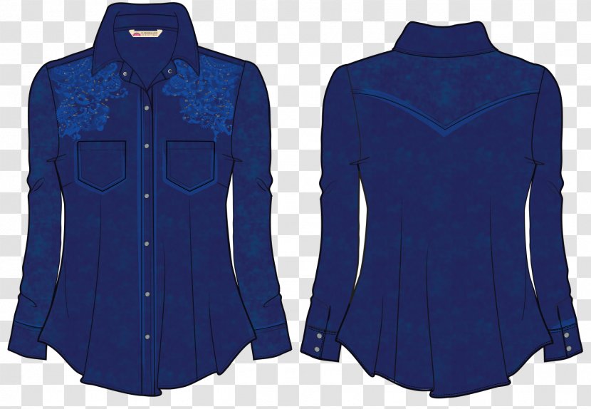 Blouse Cobalt Blue Sleeve Shirt Button - Plaid Tunic Transparent PNG