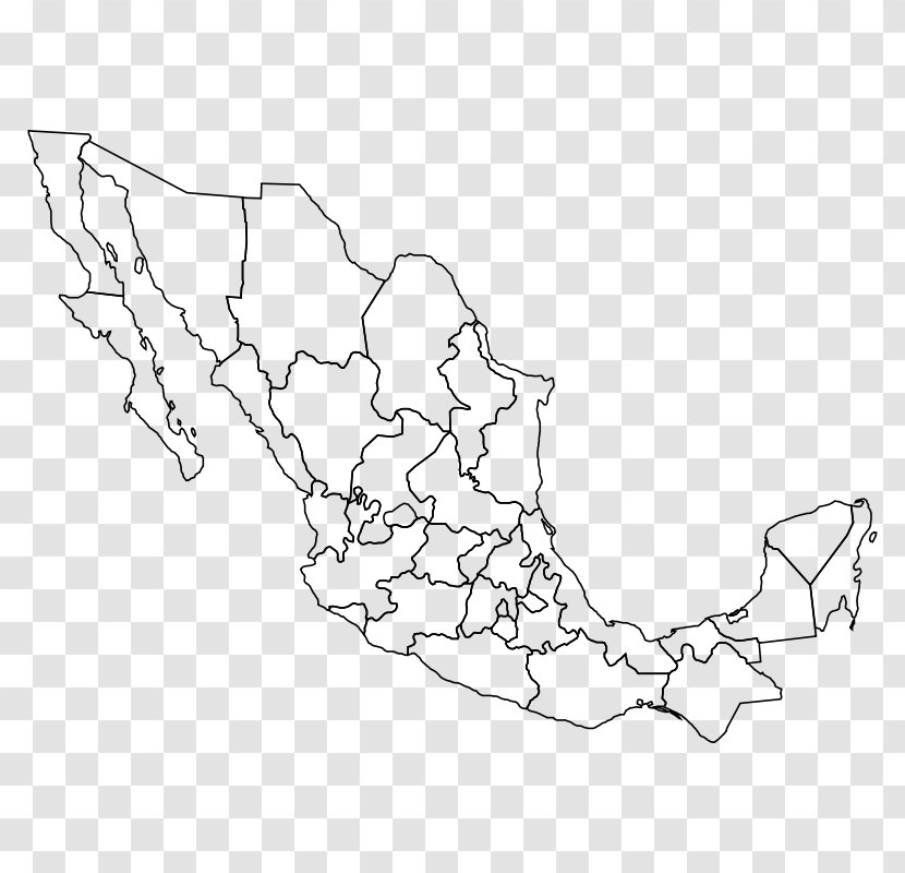 Administrative Divisions Of Mexico City United States Blank Map - Monochrome - Painted Pumpkin Transparent PNG