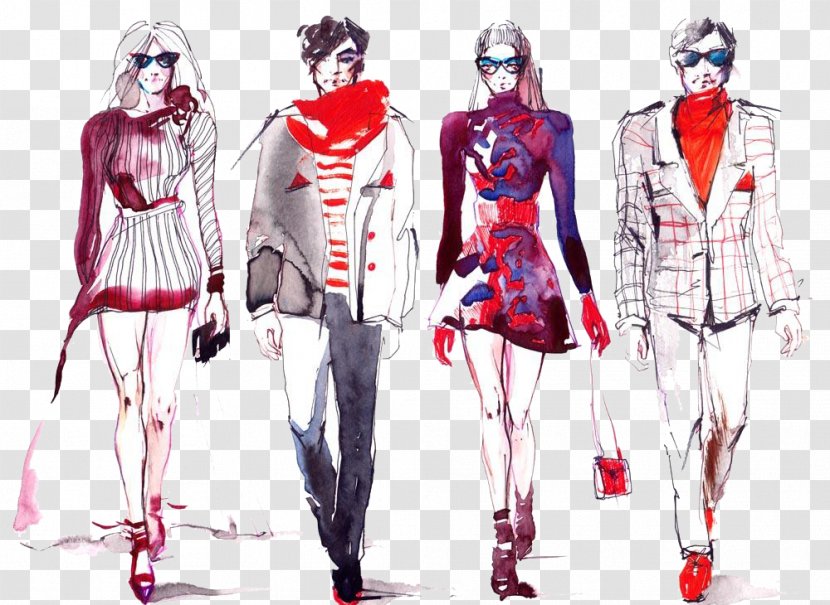 Fast Fashion Show Model Blog - Designer - Color Ink Men And Women HD Deduction Material Transparent PNG