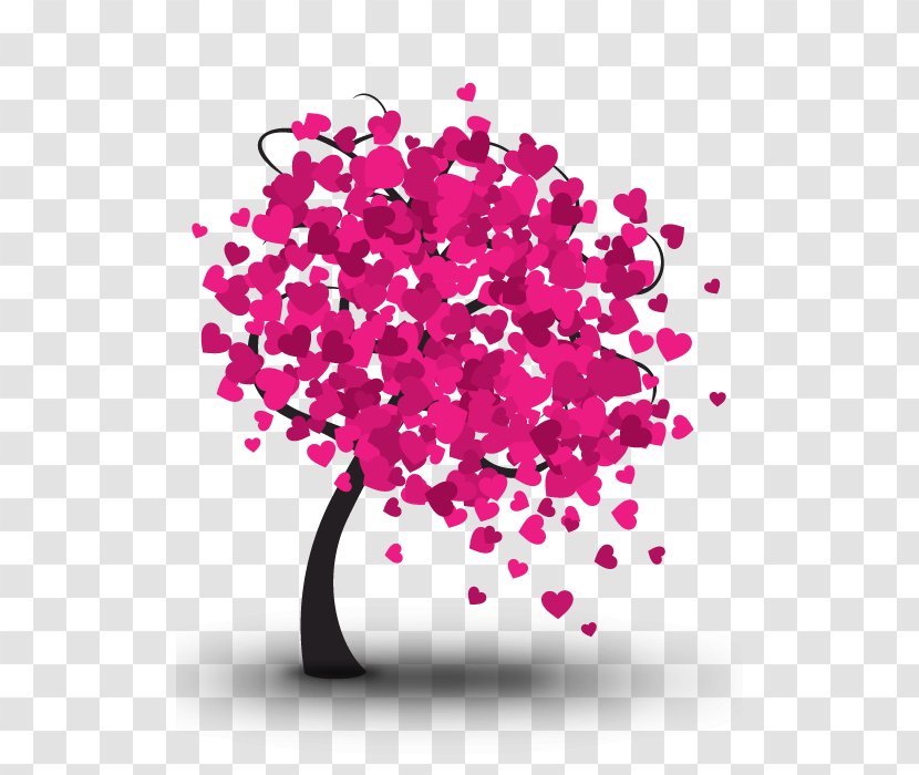Heart Tree Valentines Day Illustration - Flower - Pink Transparent PNG