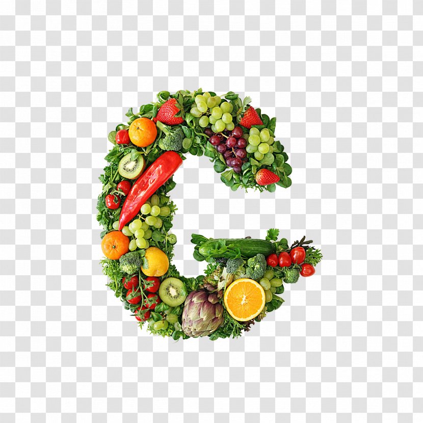 Vegetable Fruit Stock Photography Letter Alphabet - Wreath - Fruits And Vegetables Composition,Letters Transparent PNG
