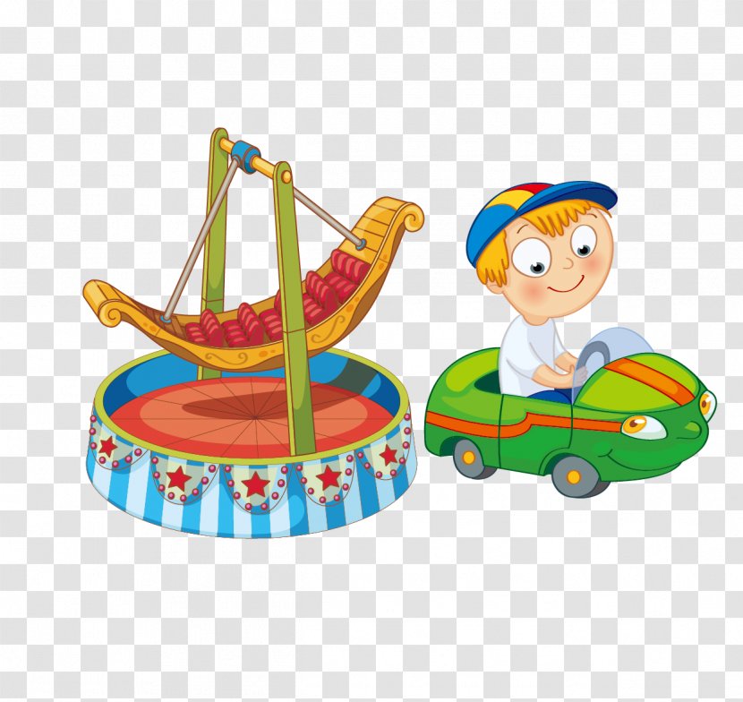 Amusement Ride Park Traveling Carnival Clip Art - Play - Vector Bumper Cars And A Pirate Ship Transparent PNG