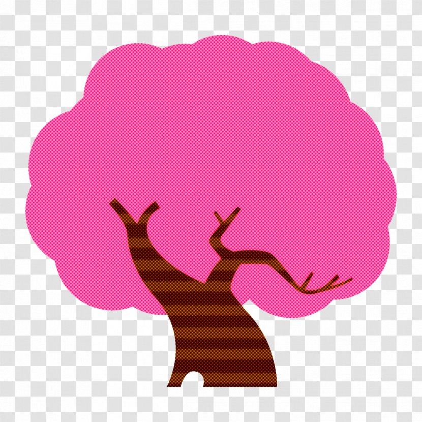 Pink Red Silhouette Cartoon Tree - Gesture Plant Transparent PNG