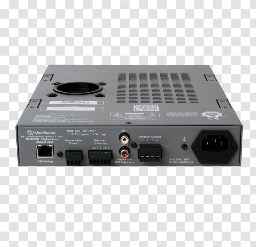 RF Modulator Atlas Sound DPA-102PM Networkable 2-Channel Power Amplifier With DSP Electronics Audio - Electronic Device - Amplifiers Transparent PNG