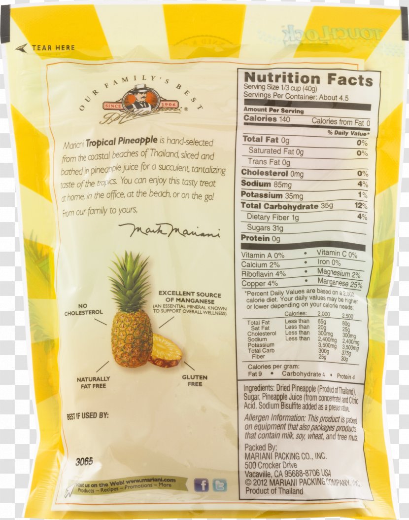 Pineapple Vegetarian Cuisine Food Nutrition Facts Label Strawberry Transparent PNG