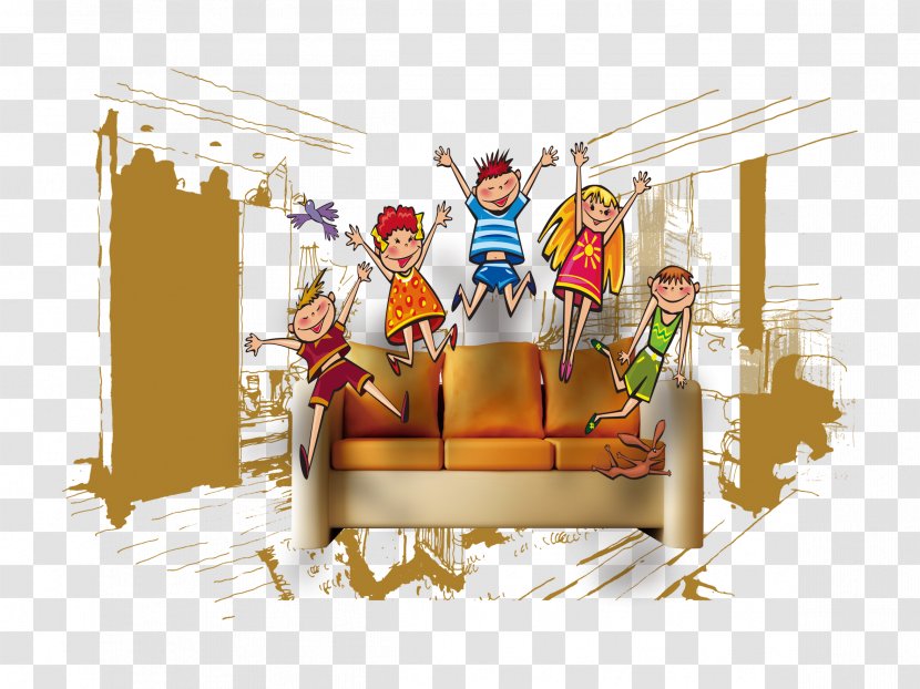 Child Couch Illustration - Bouncing On The Children Transparent PNG