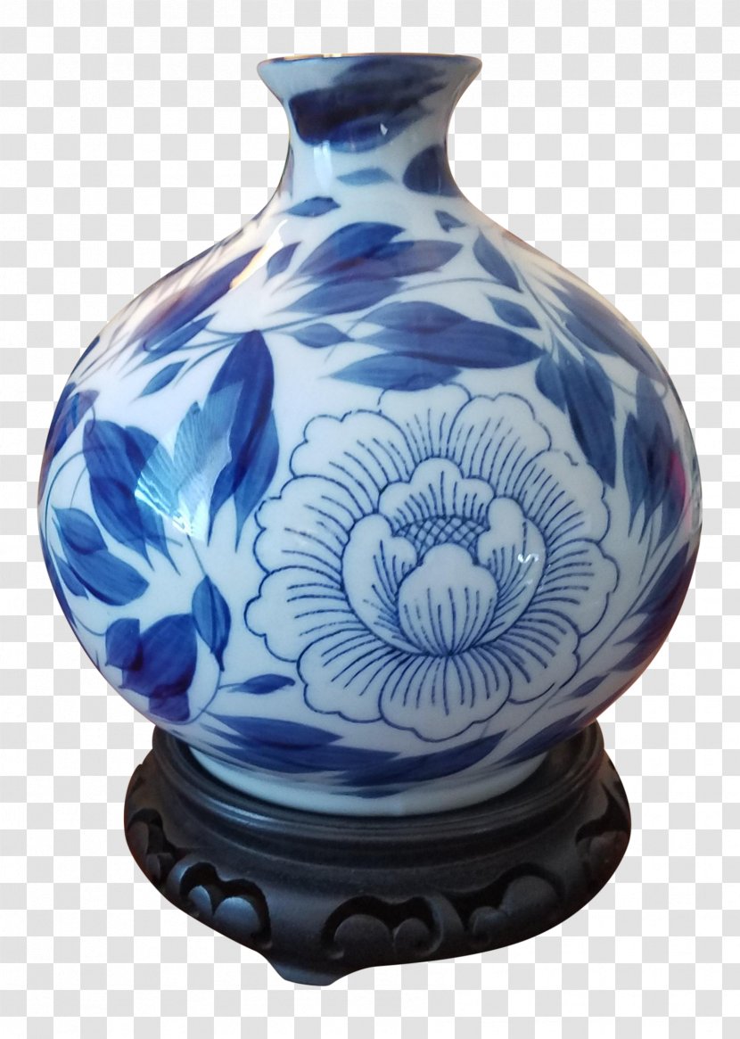 Vase Ceramic Blue And White Pottery Porcelain - Chinese Style Wooden On The Table Transparent PNG