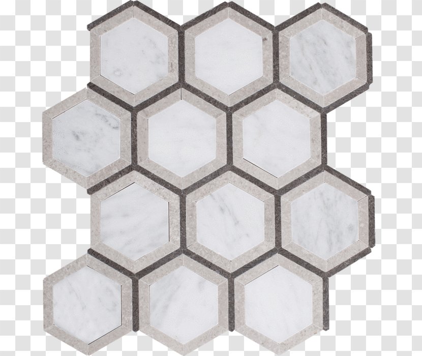 Carrara Marble Hexagon Honeycomb Bee - Stone Tile Transparent PNG