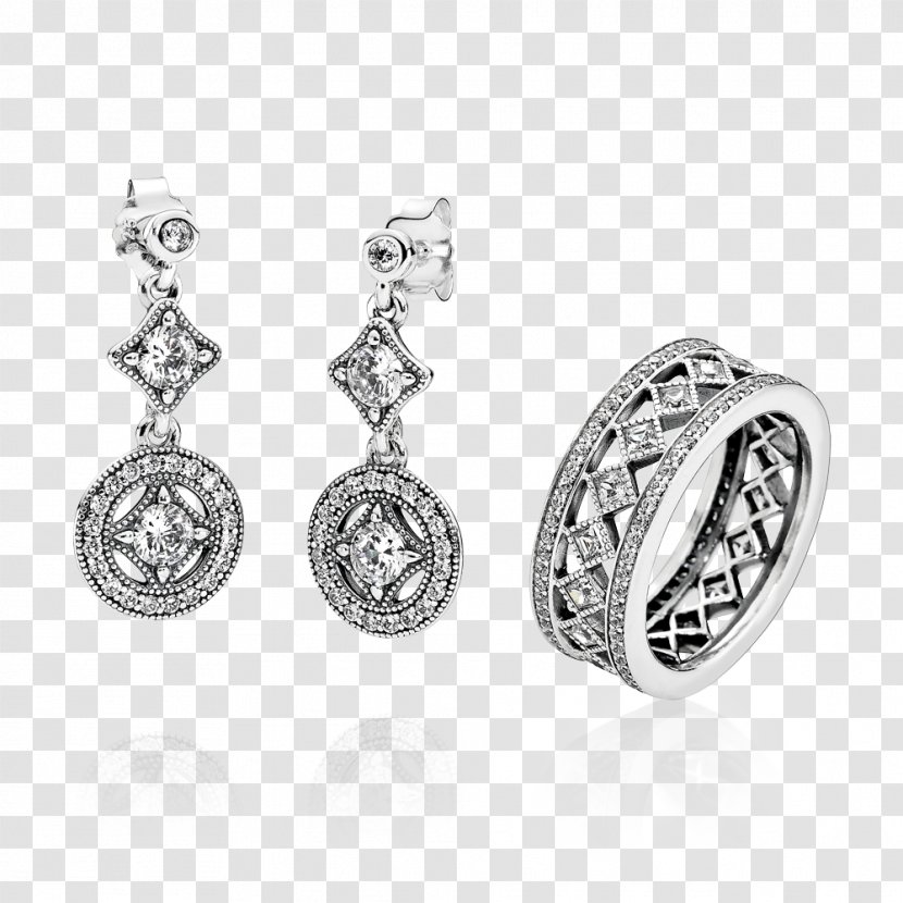 Earring Pandora Charm Bracelet Cubic Zirconia Jewellery - Sterling Silver Transparent PNG