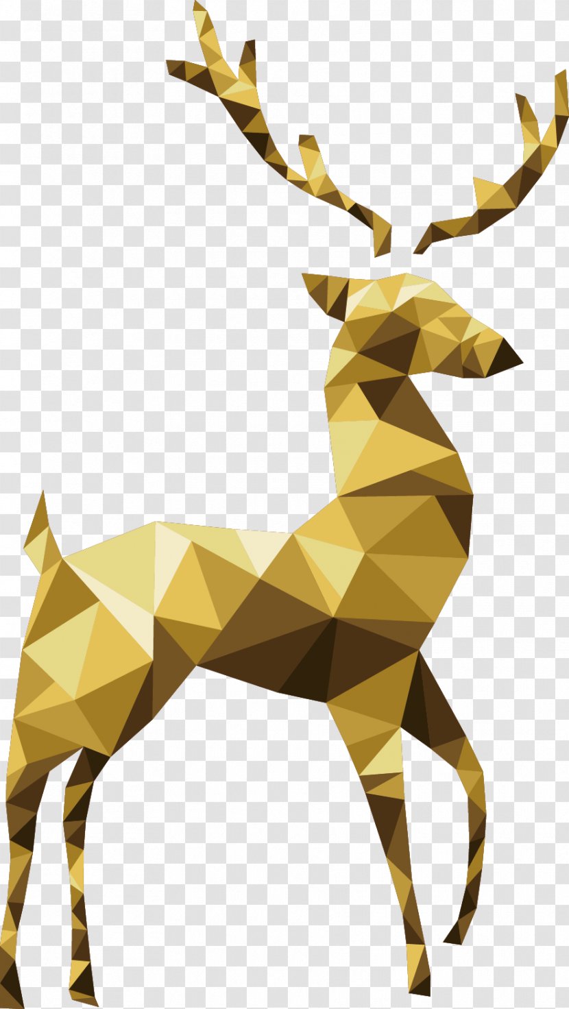 Santa Clauss Reindeer Christmas - Geometric Golden Transparent PNG