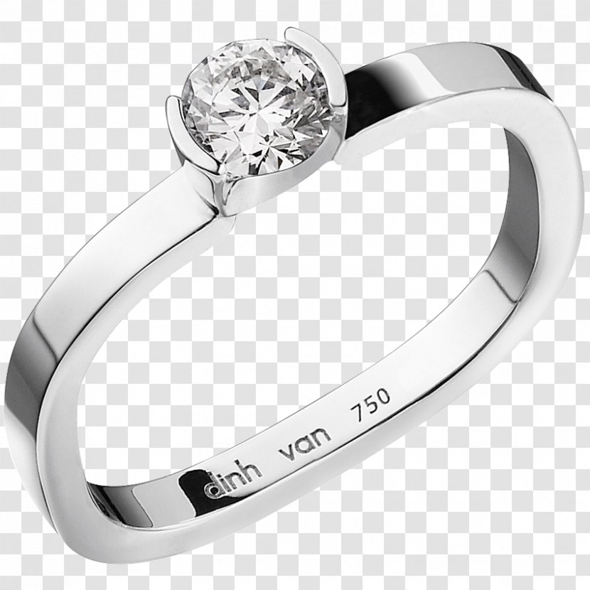 Solitaire Wedding Ring Dinh Van SAS Engagement - Body Jewelry - Small Pave Diamond Rings Transparent PNG