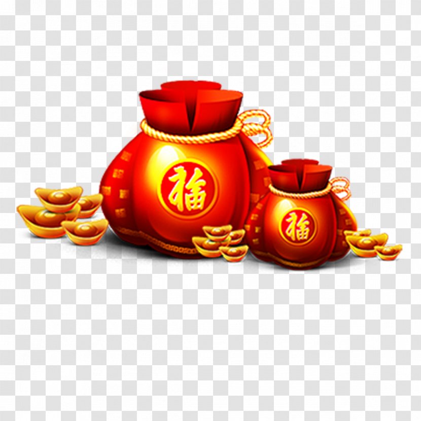 Fukubukuro Chinese New Year Bag - Fu - Gold Ingots Each Child Creatives Transparent PNG