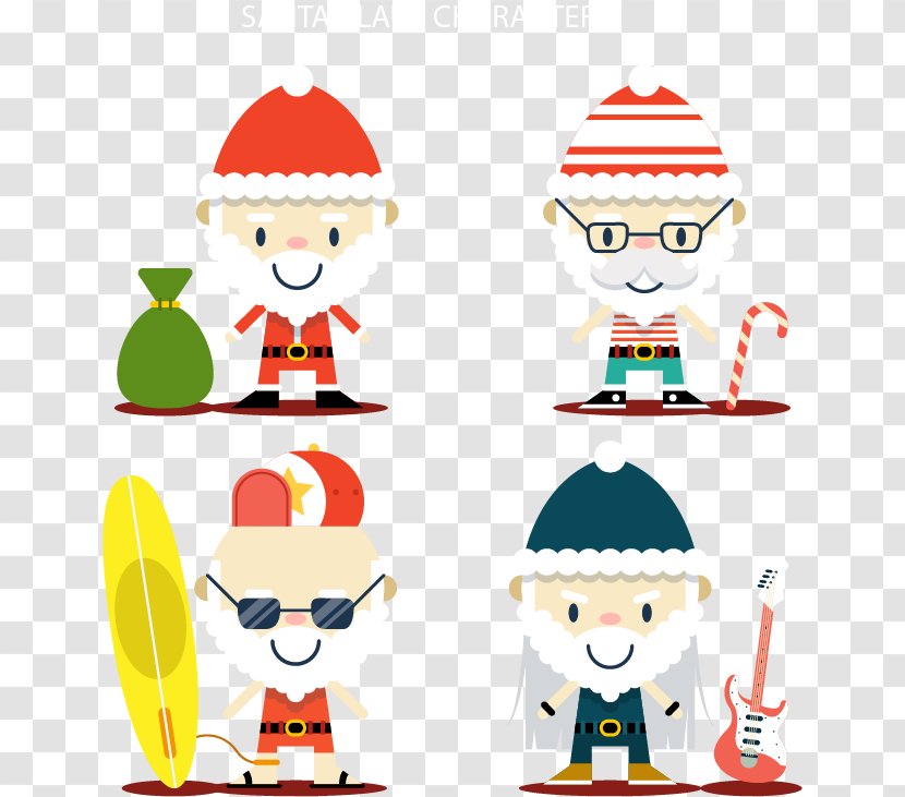 Christmas Ornament Old Age Clip Art - Holiday - Different Identity Of Santa Claus Transparent PNG