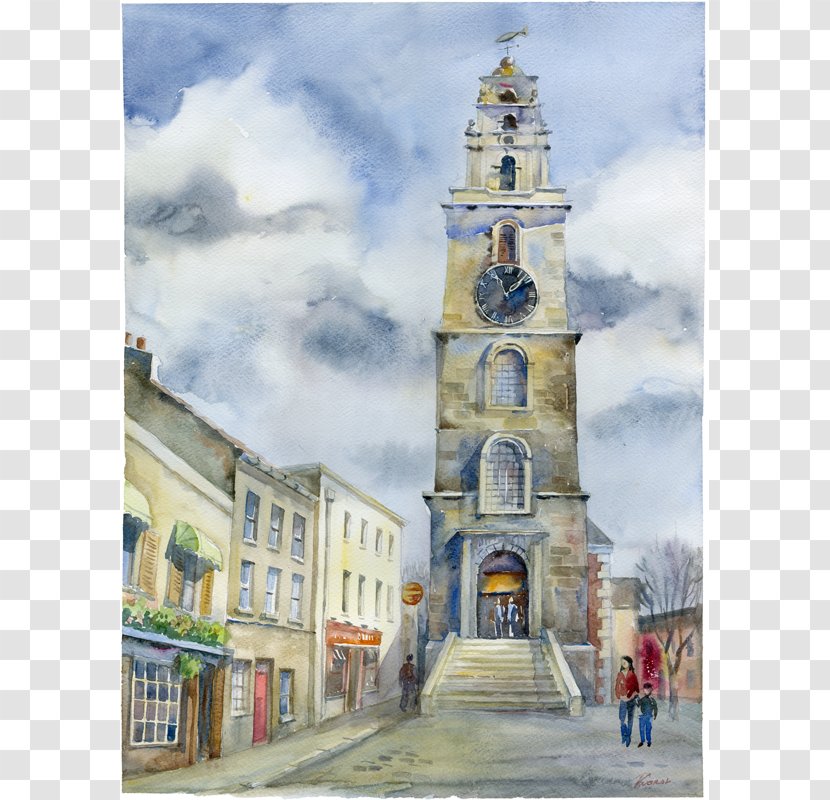Watercolor Painting Art Steeple Spire Bell Tower - Town - Fishing Transparent PNG