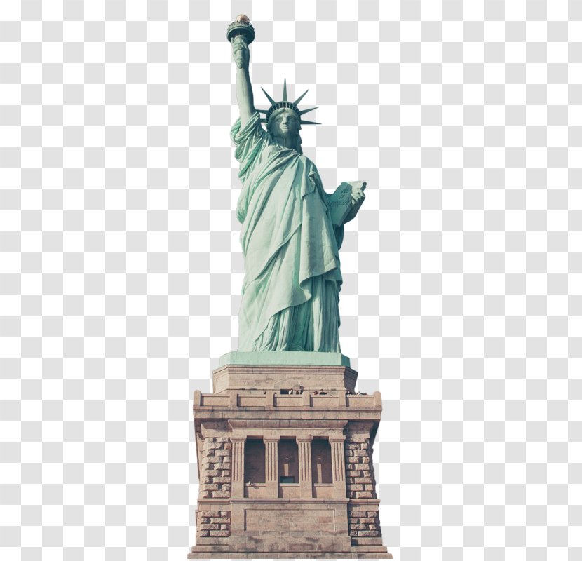 Statue Of Liberty Eiffel Tower New York Harbor Landmark - Bronze Sculpture Transparent PNG
