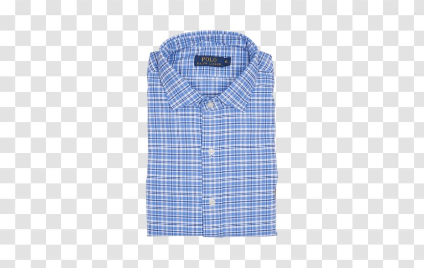 Dress Shirt Tartan Collar Sleeve Button - Blue Transparent PNG