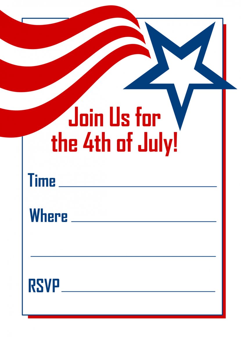 Wedding Invitation Independence Day Party Birthday Clip Art - Brand - 4th Of July Images Free Transparent PNG