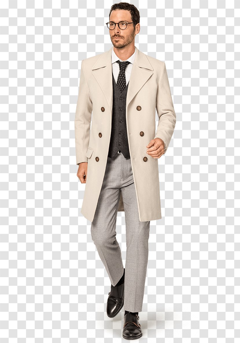 Tuxedo M. Overcoat Trench Coat Beige - Fashion Model - Doublebreasted Transparent PNG