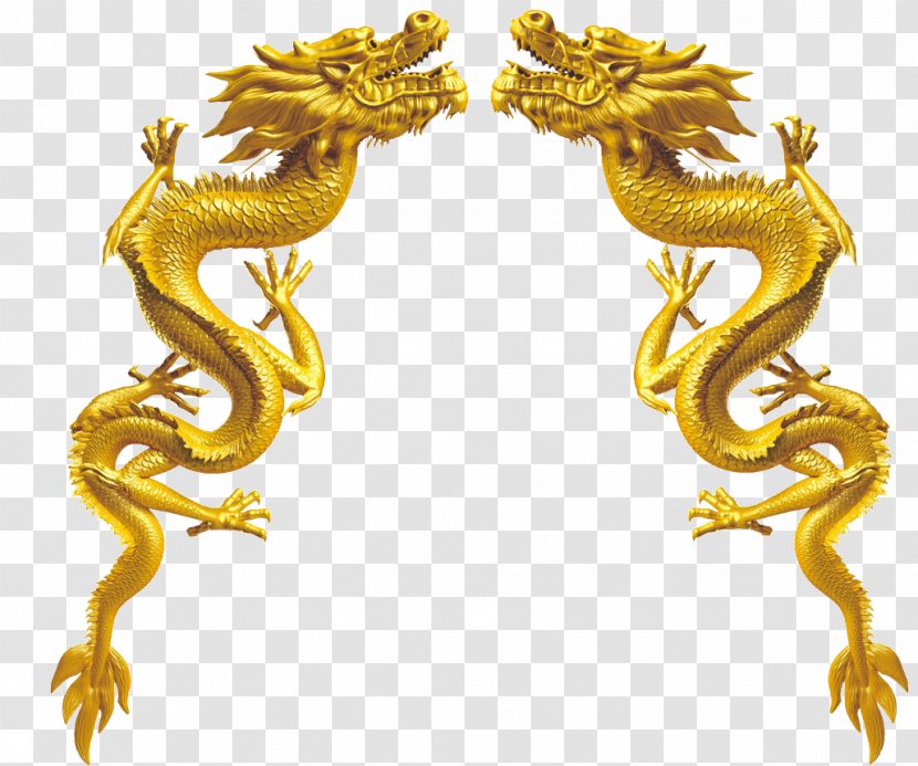 Chinese Dragon - Fictional Character - Golden Transparent PNG