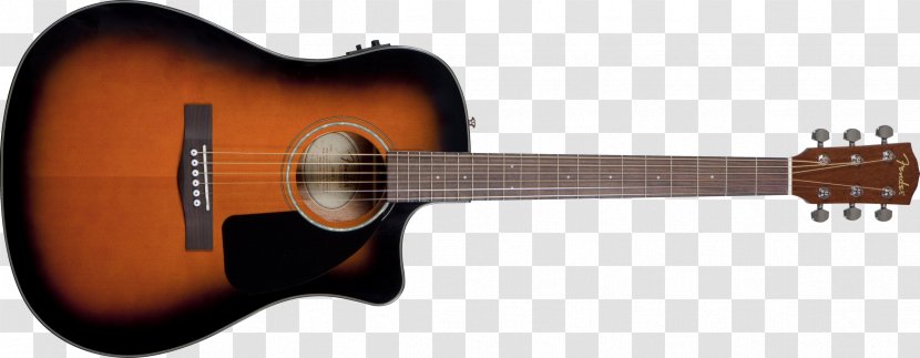 Dreadnought Sunburst Fender Musical Instruments Corporation Acoustic-electric Guitar Acoustic - Silhouette Transparent PNG